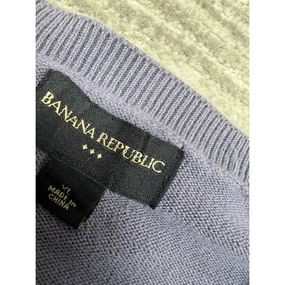 Banana Republic Sweater Mens XL Blue Long‎ Sleeve V-Neck 100% Cotton